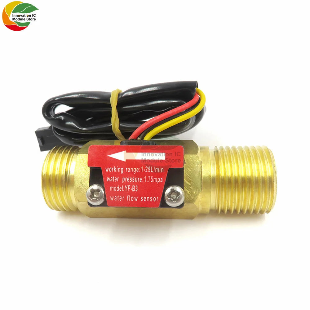 Brass Flow Sensor G1/2"DN15 Thread Hall Sensor YF-B1/B2/B3/B7 Switch Water Flow Sensor Flow Meter Hall Turbine Flow 1~25L/min