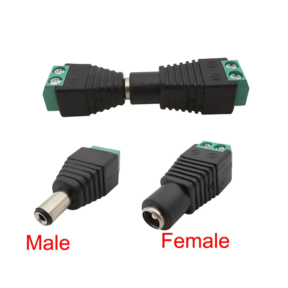 5/10Pcs 5.5 x 2.1mm 5.5 x 2.5mm DC Power Male Female Plug Jack Connector Adapter For 3528 5050 LED Strip Light Camera