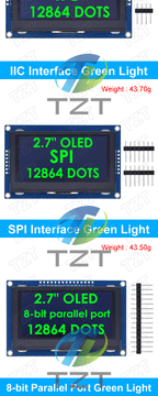 2.7 Inch OLED LCD display 128x64 drives SSD1327 IIC / SPI / 8-bit parallel port For Arduino