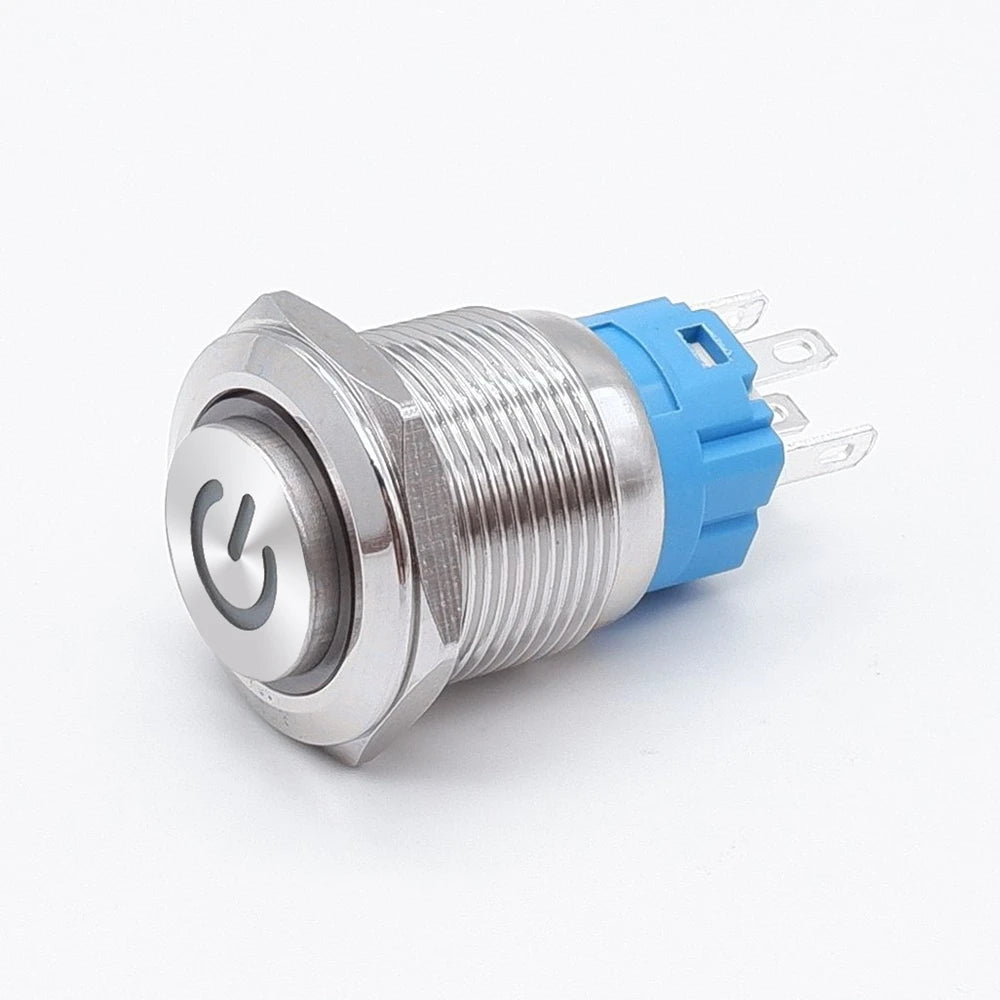 5 PCS 16mm 19mm 22mm Metal Push Button Switch 12v Ring Power Buttons Waterproof LED Light Self-lock Self-reset 220V High Head