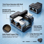 RJ45 Coupler Cat7 Cat6 Cat5e Ethernet Cable Extender Adapter 1 to 2 Dual Female RJ45 LAN Interface Ethernet Socket Connector