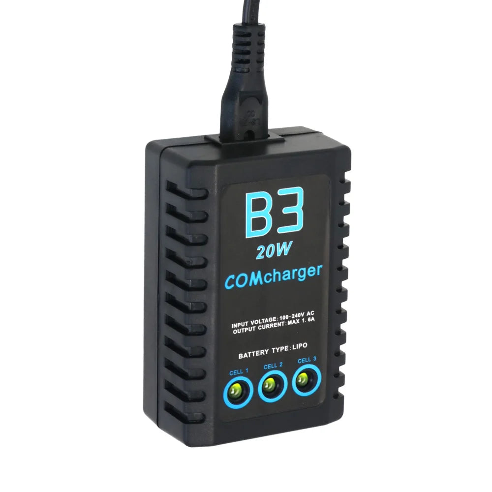 ComCharger Imax B3 20W 1.6A Compact Portable Battery Balance Charger For 7.4V 11.1V RC LiPo Battery EU US