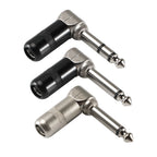 Pro-C Short Barrel Right Angle 1/4 6.35mm Black Nickel Mono Stereo Male Audio Plug Connector for Mixer Guitar Effect Patch Cable