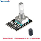 10 PCS 360 Degrees Rotary Encoder Module KY-040 HW-040 Sensor Switch 6MM Half Shaft Potentiometer Rotary Knob Cap 15×17 15×13.5