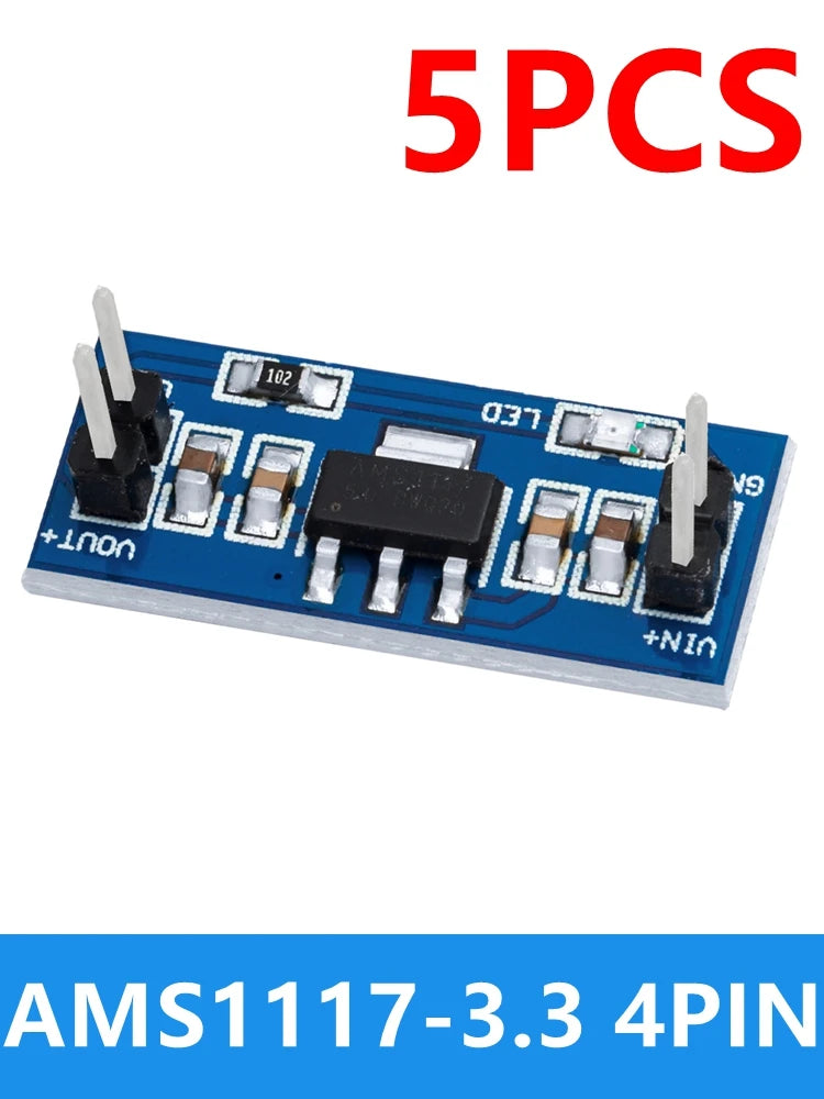 1PCS/5PCS High-Quality AMS1117-3.3 LDO Module: 5V to 3.3V DC-DC Step-Down (800mA Buck Regulator)