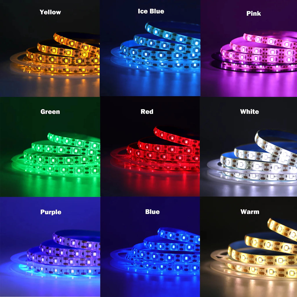 3AA Battery Power LED Strip Lights 2835 5V 60LEDs/M Warm White Red Green Ice Blue IP21/IP65 TV Room Kitchen Home DIY Decor 1M-5M