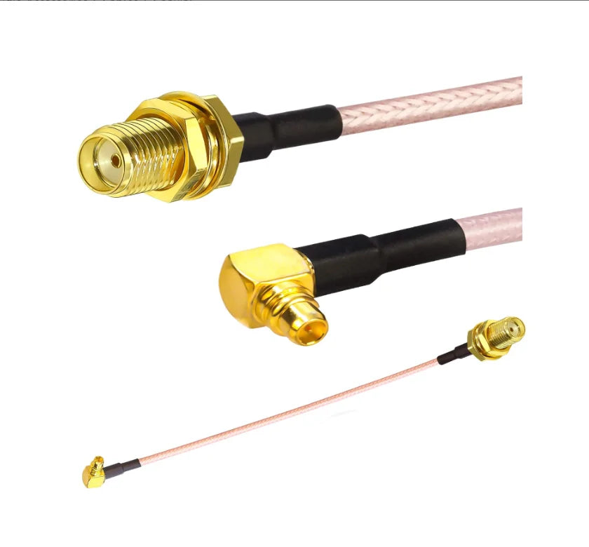 SMA Female to MMCX Male Right Angle 90 Degree Extension Coax Cable Extender for Antenna, Radios