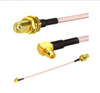 SMA Female to MMCX Male Right Angle 90 Degree Extension Coax Cable Extender for Antenna, Radios