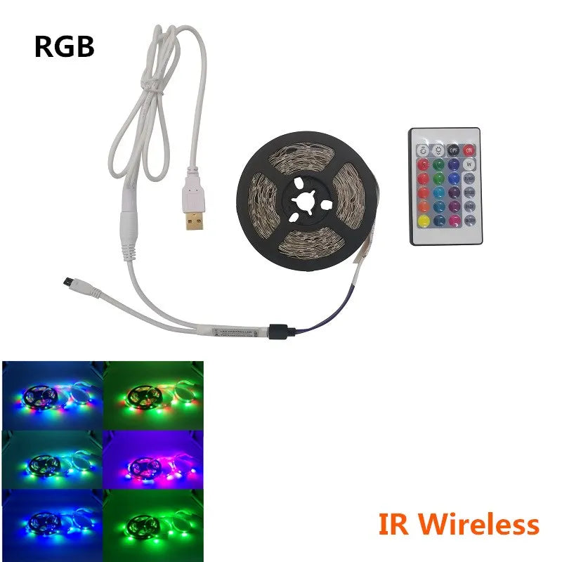 5M USB LED Strip Light 5V 3528 1 Meter 5 Meter Yellow Cool White Pink Green Blue Red SMD Ribbon Ceiling Cabinet Light Waterproof