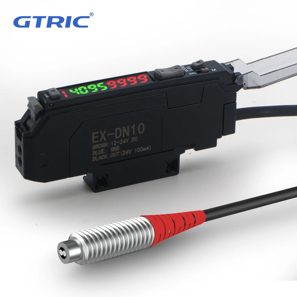 GTRIC Diffuse Reflective Fiber Optic Sensor Kit with Separate Amplifier High Precision12-24V DC NPN NO/NC Photoelectric Sensor