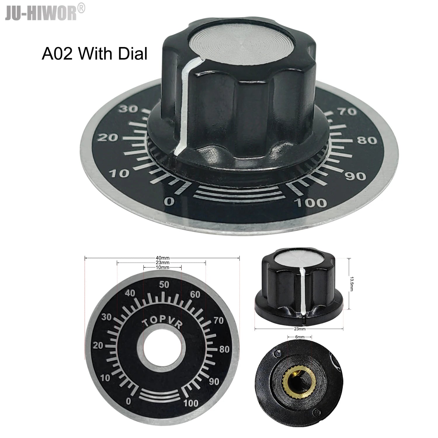 2pcs A01 A02 A03 A04 A05 Silver Tone Top Potentiometer Volume Control Rotary for 6.35mm Shaft Guitar Volume Knob