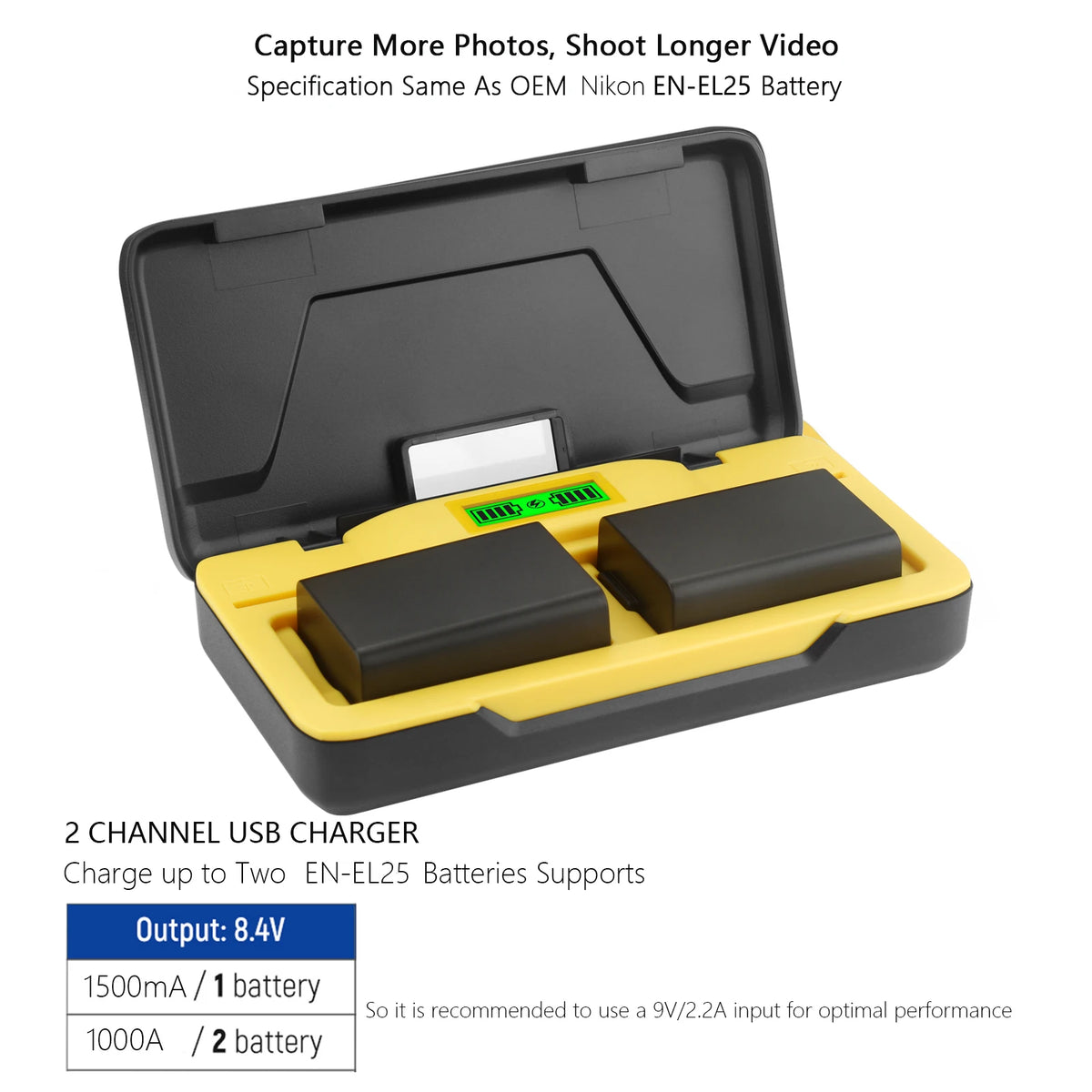 Probty EN-EL25 EN EL25A Battery Charger 20W Fast Charging w SD Card Slots For Nikon Z Series Z50 Z30 Z50ii ZFC Z FC Camera