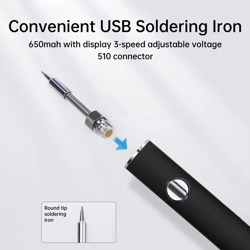 510 Mini Soldering Iron Pen Kit with Adjustable Voltage Smart USB Charger for Electronics Repair DIY Projects Smart Power Tool