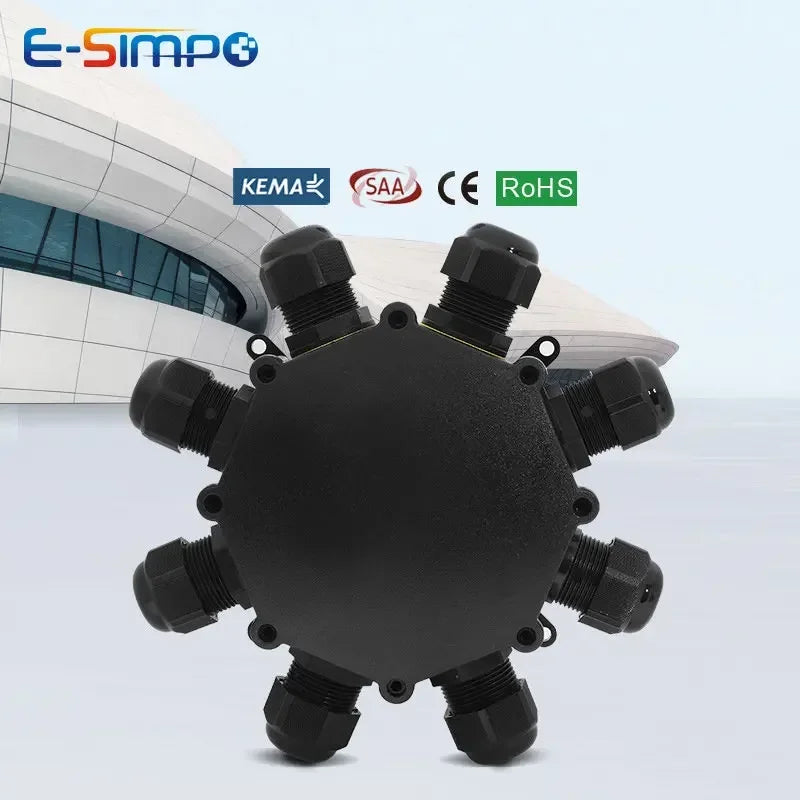 8Way Round IP68 Underwater Power Cord Junction Box 4-14mm M25 LED Fountain Lamp External Outdoor Light Wire Waterproof Cable Box