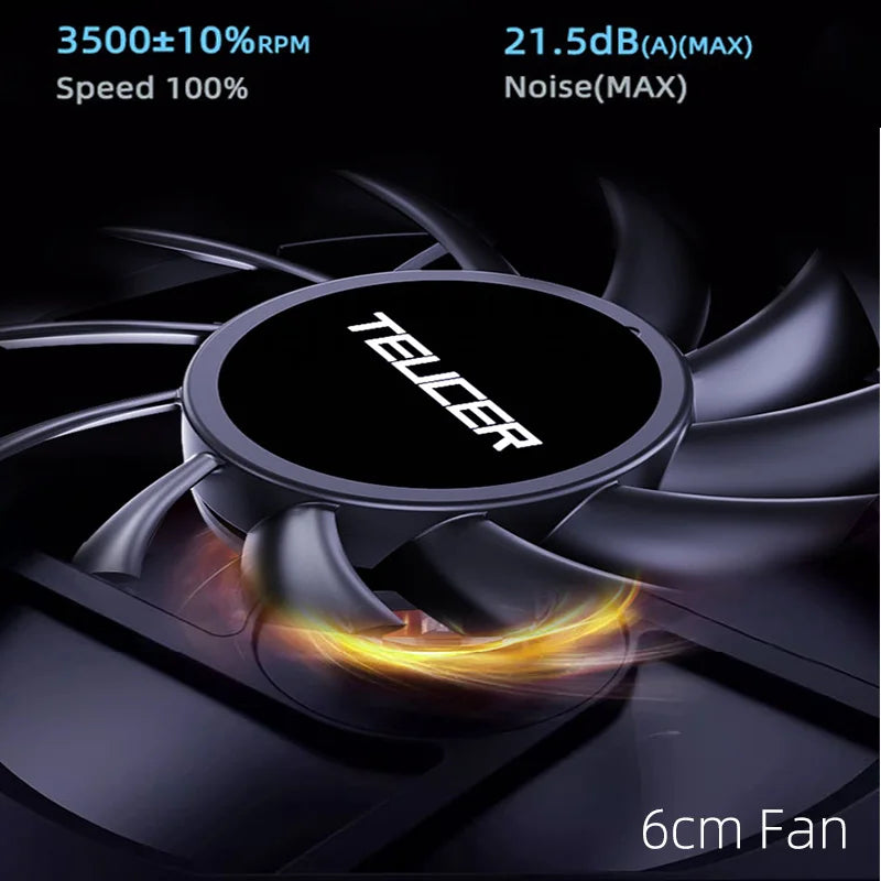 TEUCER UT-60 Slim 60mm PC Case Fan 3500RPM High Airflow CPU Cooler 6/7CM Ultra-thin Cooling Fan