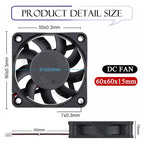 Gdstime 60MM Fan 24V 12V 5V Fan 60MMx15MM Brushless DC Exhaust Axial Cooling Fan 6cm 6015 Cooler for PC Equipment CPU Cooling