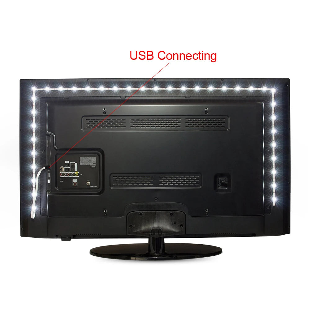 5V 1M 2M 3M 4M 5M USB Cable Power LED strip light lamp SMD 3528 Christmas desk Decor lamp tape For TV Background Lighting