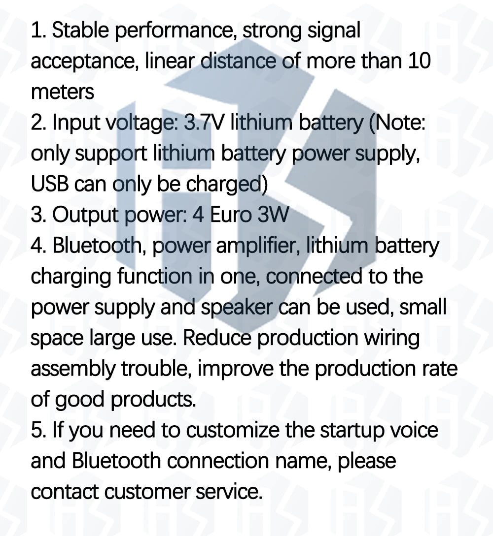 4 OHMS  3W Mono Bluetooth Power Amplifier PCBA Battery Charging Function 3.7V Lithium Battery Bluetooth Module