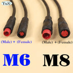 1-12set M8 M6 Core 2/3/4/5/6Pin Male Female Julet Electric Ebike Butt Plug Connector Cable Signal Sensor Waterproof Scooter Wire