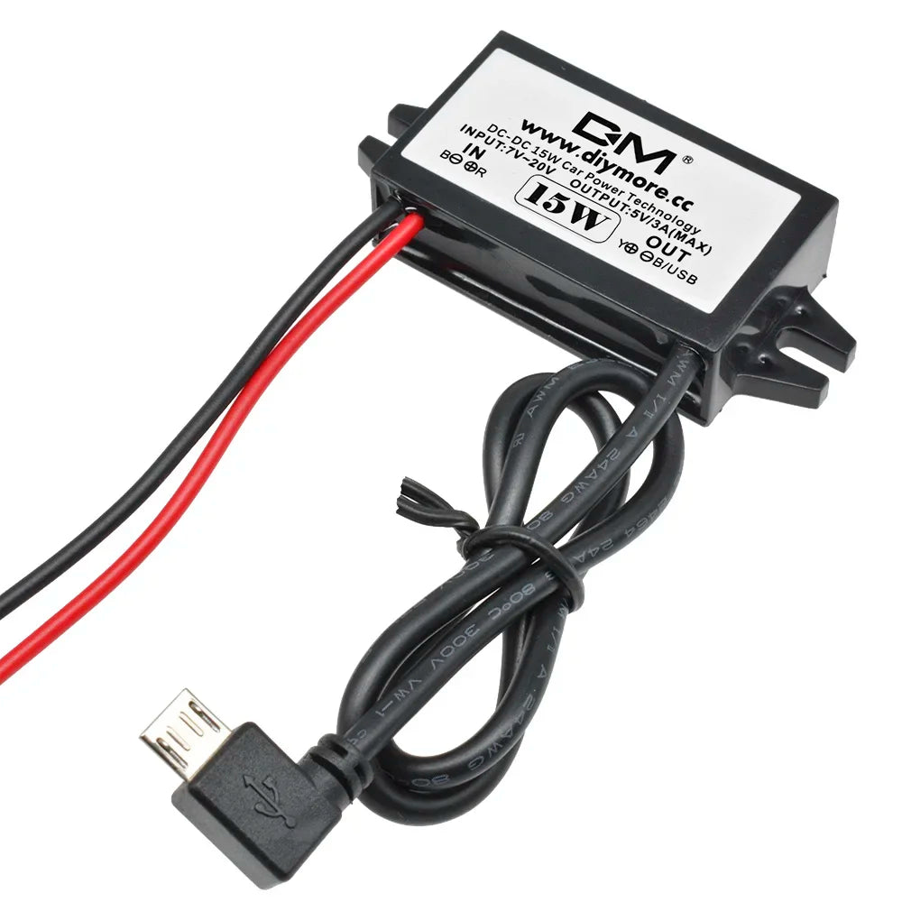 DC-DC Step Down Buck Converter Power Supply Module for Car 12V to 5V 3A 15W for Car Male Female USB Mini USB Micro USB Adapter