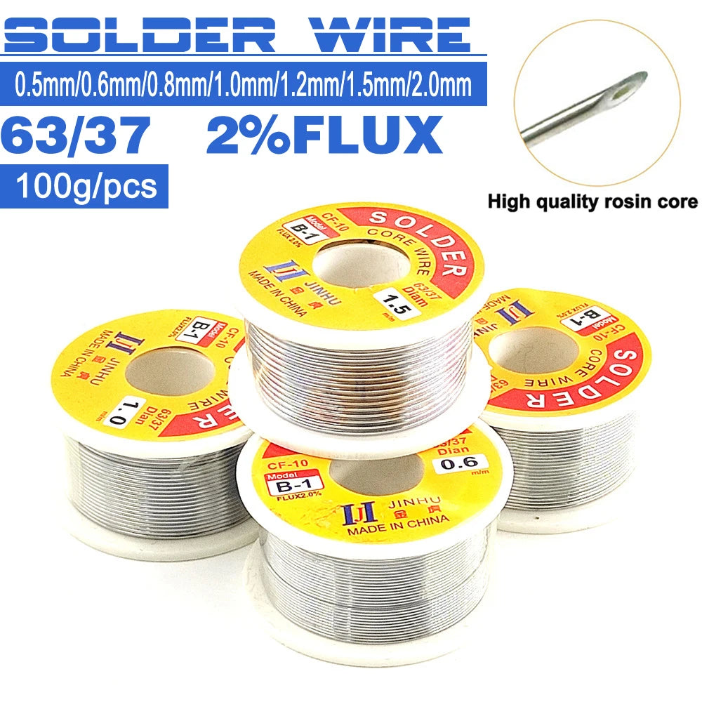 100g Tin Welding Wire Melt Rosin Core Solder Wire 63/37 Flux 2% 0.5/0.6/0.8/1.0/1.2/1.5/2.0mm Soldering Iron Tin For Electrical