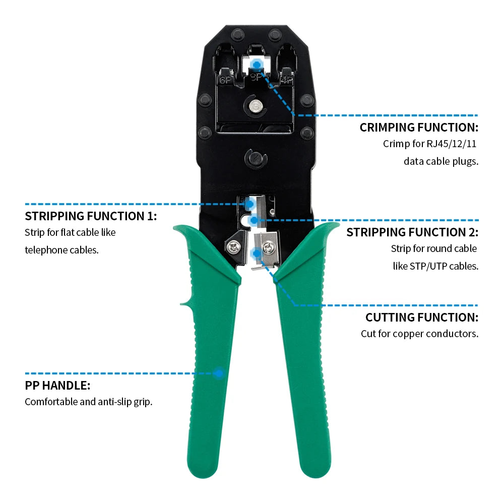 RJ45 RJ11 RJ12 Computer Network Repair Tool Kit STP/UTP LAN Cable Tester Wire Cutter Screwdriver Pliers Crimping Tool Set