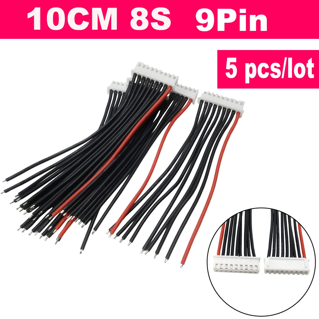 5Pcs JST-XH Balance Charger Cable 1S 2S 3S 4S 5S 6S 7S 8S 22AWG Silicone Wire 10cm Female Plug Extension Cord RC Lipo IMAX B6