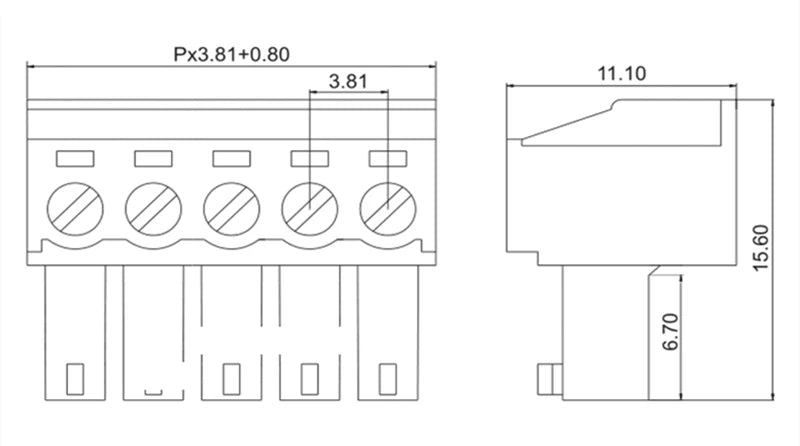 2 Sets 15EDGRK 3.81mm Pitch Right Angle Screw Terminal Block Connector, PCB Plug & Pin Header Socket (2-12 Pin)