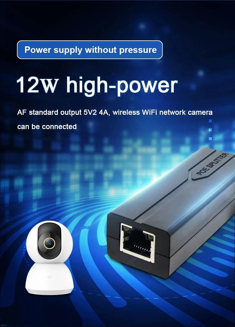 POE Splitter 48V to 5V Micro USB tpye-C 100Mbps and1000Mbps Gigabit POE Camera Injector Power Supply for Huawei Hikvision