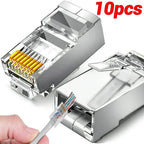 Cat7 RJ45 Pass Through Connectors Metal Shielded RJ45 Cat7 Cat6 Cat5 Ends FTP 8P8C Modular Network Plug Connector Adapters