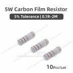 10PCS 5W Carbon Film Resistor 5% 30R 33R 36R 39R 43R 47R 51R 56R 62R 68R 75R 82R 91R 100R 110R 120R 130R 150R 160R 180R 200R Ohm