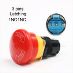 16mm e-stop switch 30mm Mushroom emergency stop 3/6 pins 1NO1NC/2NO2NC Latching self Weather Pack push button switch