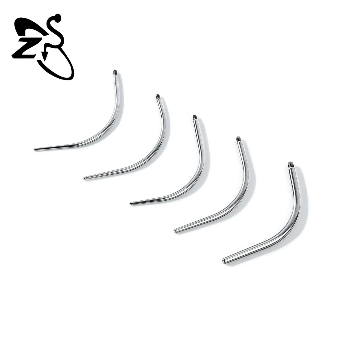ZS 1 Piece G23 Titanium Curved Taper Insertion Pin Tool Internal Thread Piercing Kit For Tragus Helix Lip Nose Piercing Jewelry