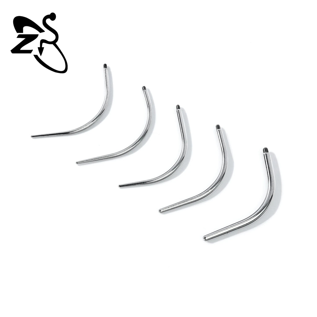 ZS 1 Piece G23 Titanium Curved Taper Insertion Pin Tool Internal Thread Piercing Kit For Tragus Helix Lip Nose Piercing Jewelry