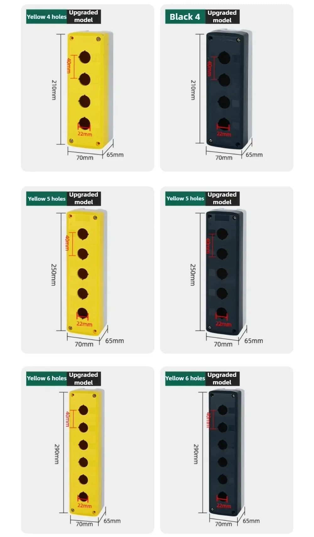 1/2/3/4/5 Hole Button Switch Control Box Button Emergency Stop Dustproof Waterproof IP65 Button Thickened Yellow Gray