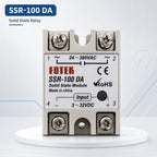 Solid State Relay SSR DA Single Phase 10A 25A 40A 60A 80A 100A 3-32VDC Input 24-380VAC Output for PID Temperature Control