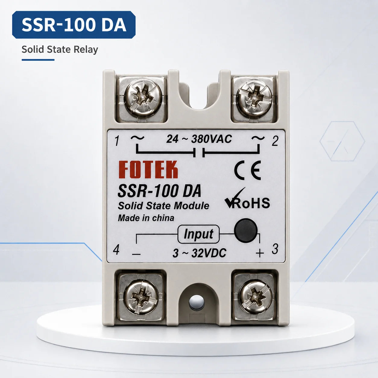 Solid State Relay SSR DA Single Phase 10A 25A 40A 60A 80A 100A 3-32VDC Input 24-380VAC Output for PID Temperature Control