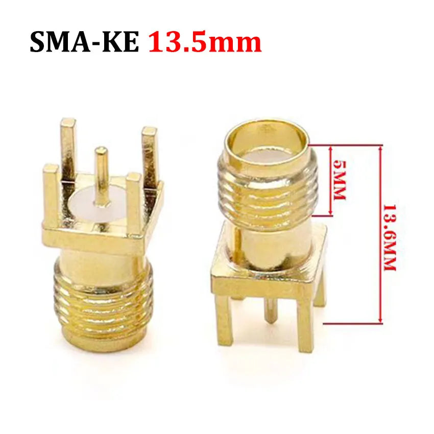 Cltgxdd 1/5/10pcs SMA-KE/KWE SMA Female Jack Adapter Solder Edge PCB Mount Antenna Base RF Copper Coaxial Connector Plug Socket