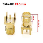 Cltgxdd 1/5/10pcs SMA-KE/KWE SMA Female Jack Adapter Solder Edge PCB Mount Antenna Base RF Copper Coaxial Connector Plug Socket