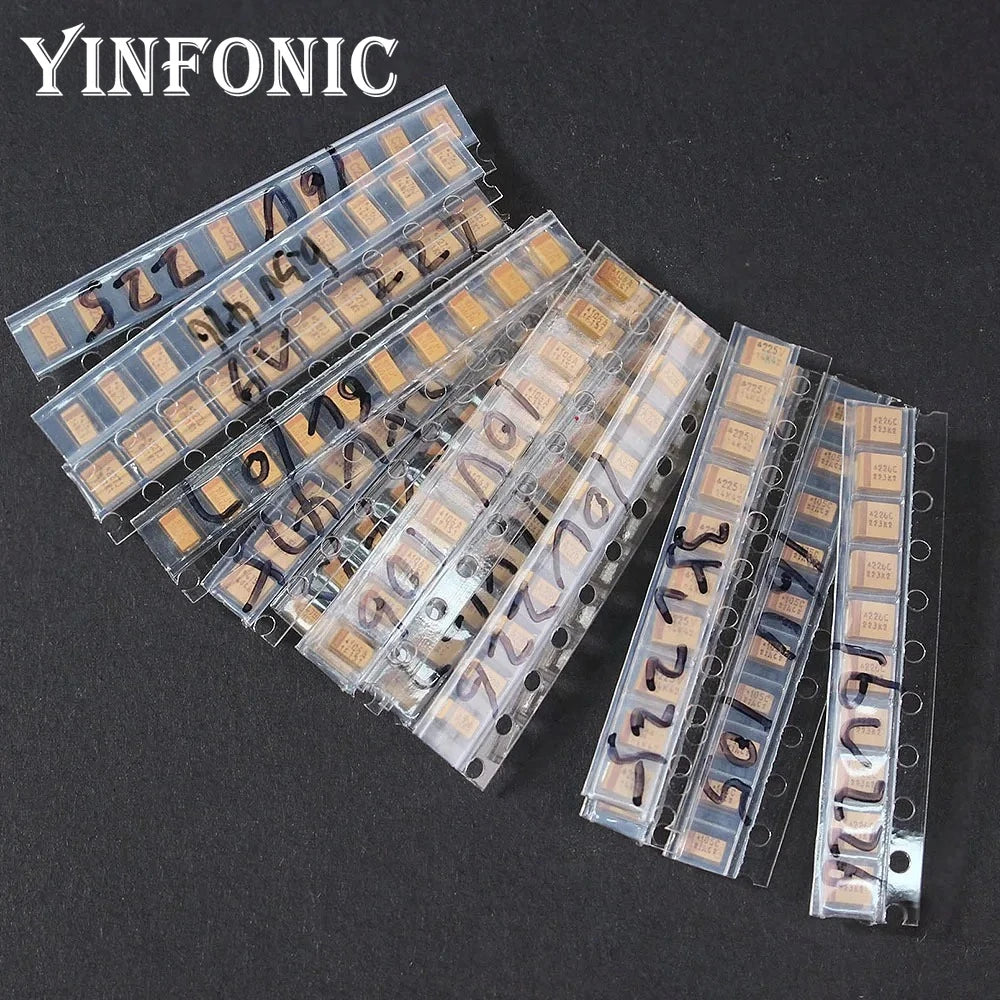 150PCS SMD Tantalum Capacitor Kit Type A / B 15Values*10Pcs 1uF-220uF A/B Case Tantalum Capacitors Set 1UF 2.2UF 4.7UF 10UF 47UF