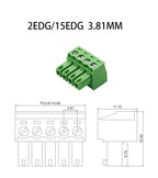 10PCS/Pairs 2EDG 15EDG 3.5MM 3.81MM  PCB Screw Terminal Block Connector Pulg  Header Socket  Green Phoenix Terminal Block 2-24P