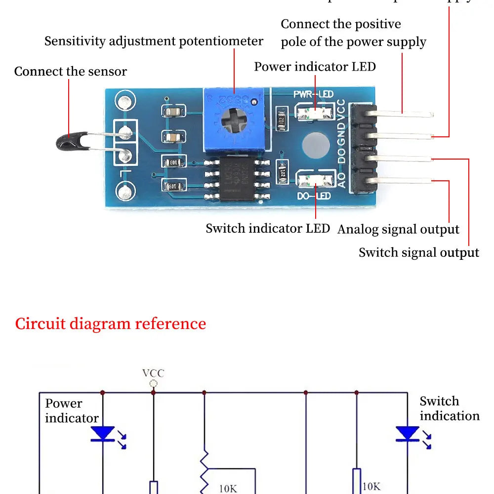 3/4 LINE Thermistor temperature sensor module thermal sensor module DO the digital output/temperature control switch For Arduino