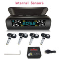 Solar Power TPMS Car Tire Pressure Monitoring System Alarm Tyre Air Pressure Meter Gauge Temperature Warning With 4 Sensors