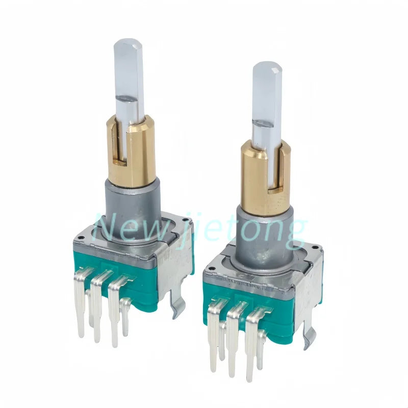 2PCS EC11 Encoder EC11EBB24C03 Dual-Shaft Axis with Push Button Switch EC110701N2B 30 Position 15 Pulse 8Pins 25MM Half Shaft