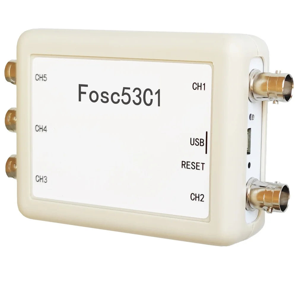 Fosc53C1 5 Channel USB Oscilloscope with 1MHz Sampling Rate 8.3 Million Sample Depth BNC Interface for Probing