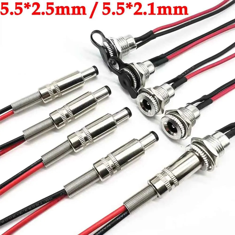 1PCS Waterproof DC099 5.5*2.5mm 5.5*2.1mm 5521 5525 DC Power Jack Socket Female Panel Mount Connector Metal With Nut Snap DC-099