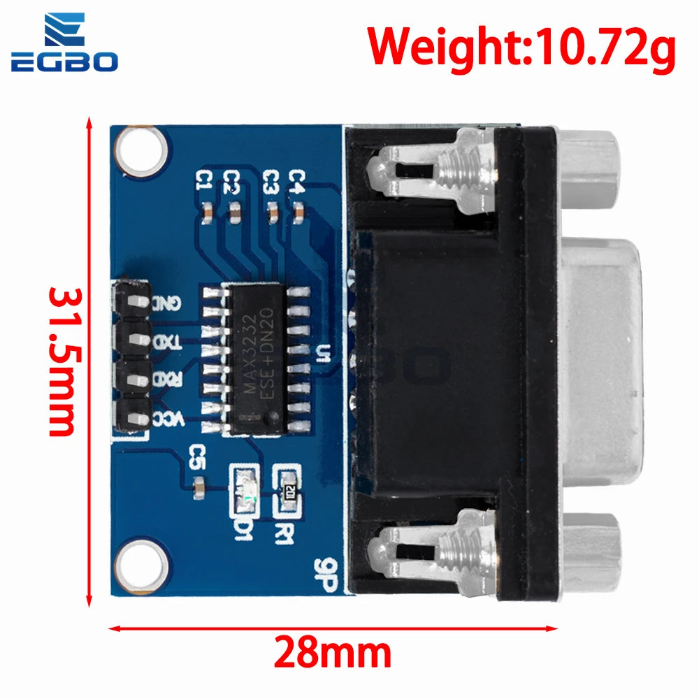 1PCS  MAX3232 RS232 to TTL Serial Port Converter Module DB9 Connector MAX232