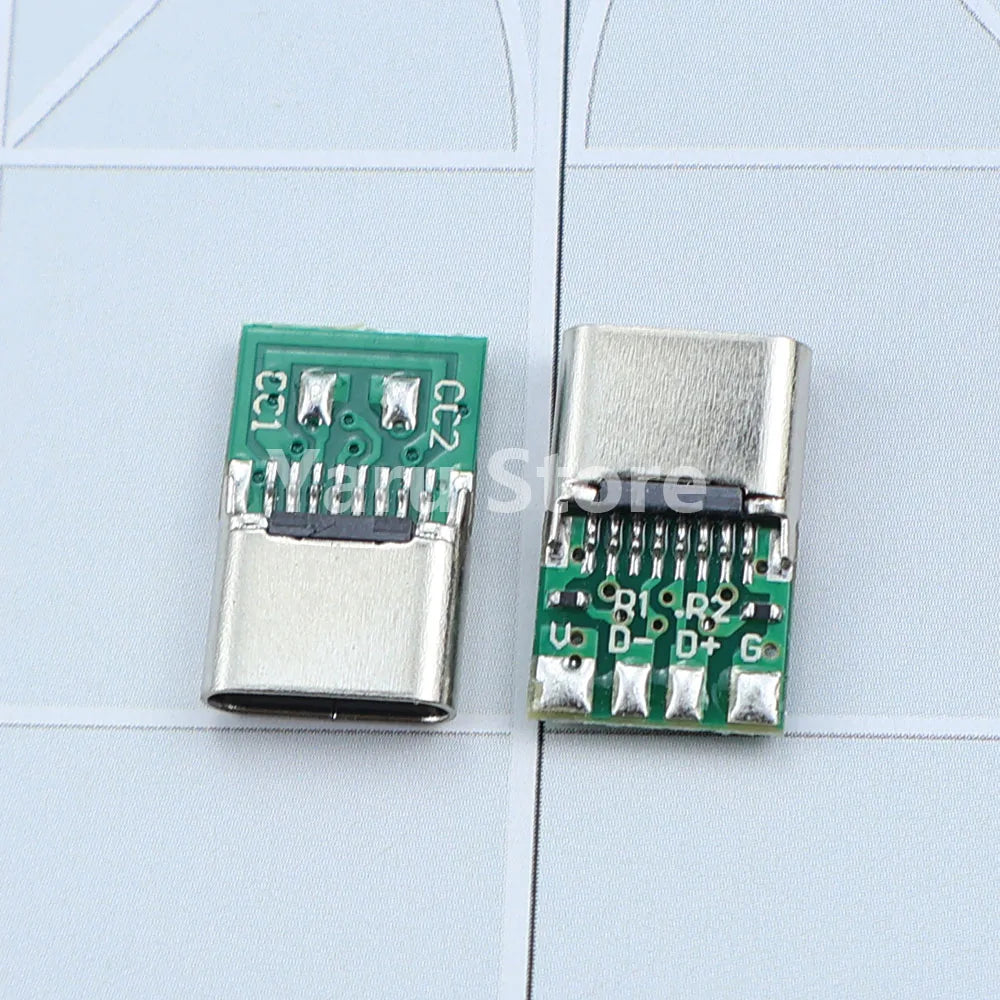 USB 3.1 Type-C Jack Connector 16Pin Female Socket Receptacle USB-C Adapter to Solder Cable 6 Solder Joints with CC1 CC2 5.1K