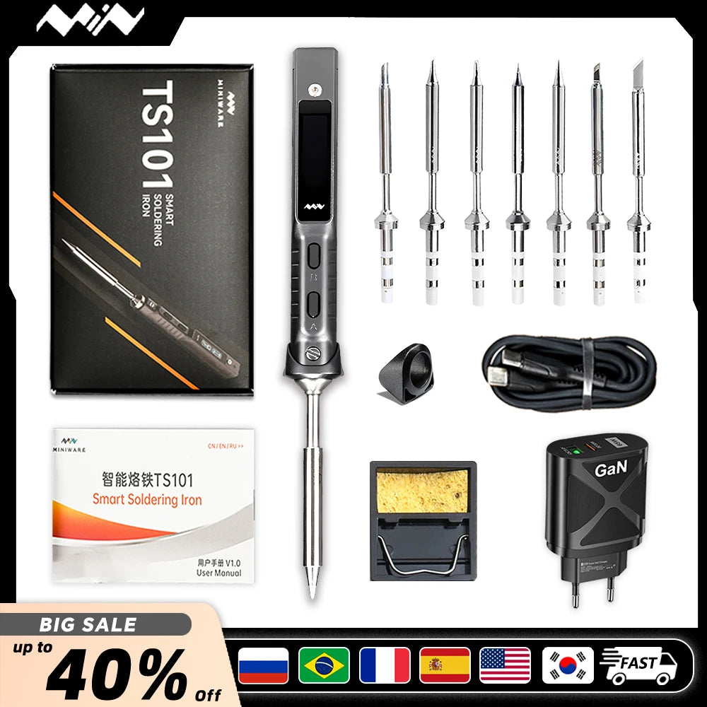 Original TS101 Soldering Iron Electric 65W Temperature Adjustable Programming TS100 Soldering Iron New Upgrade With PD Plug Kit