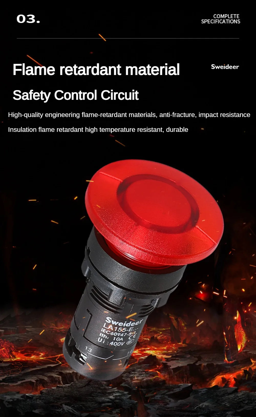 22mm Mushroom Button Switch Momentary Self Reset Emergency Stop Push Button Switch Power Start Switch with Light Red Green 5A